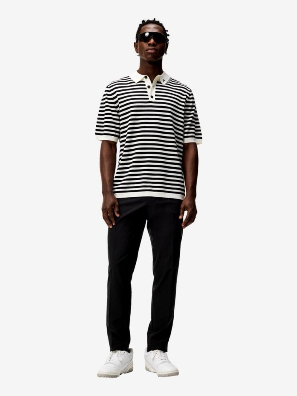NWOT J LINDEBERG ✨ Darrell Fine Cashmere / Wool Stripe Loose Golf Polo Shirt